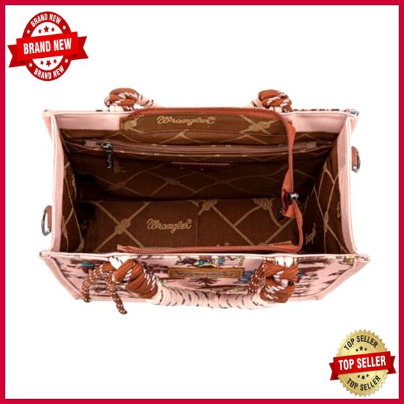 Canvas Tote Bag with Braided Rope Handles, Zipper Closure, Medium Size - Picture 5 of 7